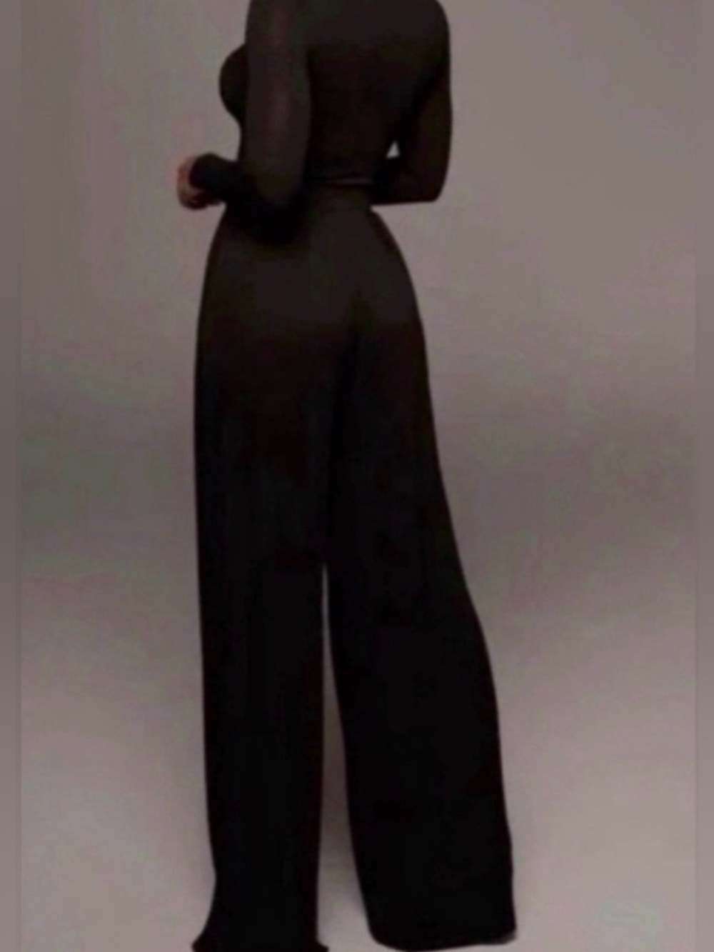 Women’s Black Self-Double Layer Wide Leg Pants Small